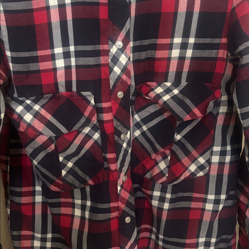 3 for $15!! Zara plaid flannel button down shirt blouse XS - Picture 2 of 3